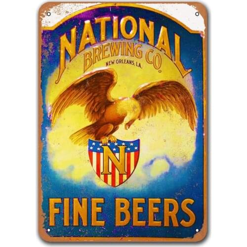 Retro Metal Tin Sign National Brewing Company Bar Signs, Sisoso Plaque Poster for Bar Pub Garage Man cave Wall Decor