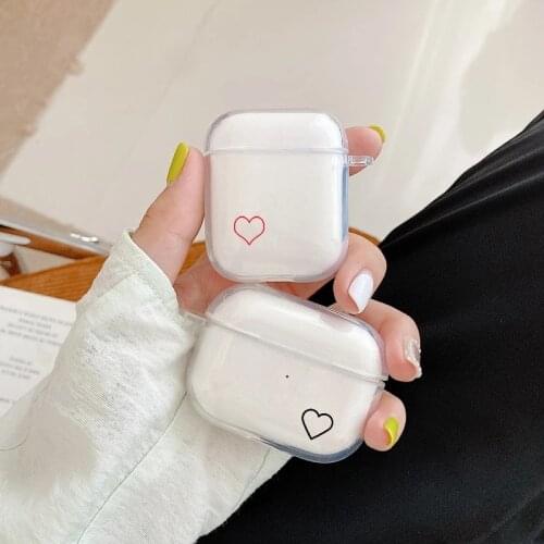 Soft TPU Earphone Cases For Airpods pro 3 Clear Protective Cover For Apple Airpods 1 or 2 Charging Box Cute Heart Design