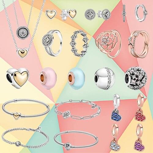 New Collection In April 2021, 925 Silver Light Blue Pave Heart Pendant, Diy Beaded Earrings Necklace, Fashion Girl Accessories