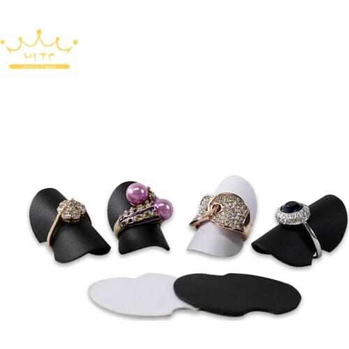 New Mini Durable PU Ring Jewelry Display Decoration Holder 40mm Dia Black White Ring Organizer Storage Sheet Stand 25Pcs/Lot