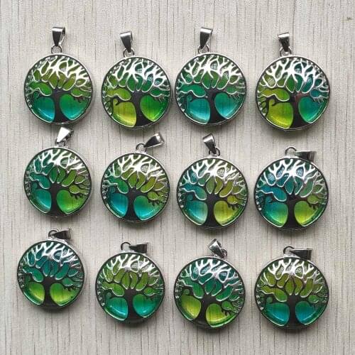 Wholesale 12pcs/lot new fashion green glass alloy tree of life Pendants for jewelry accessories marking free shipping