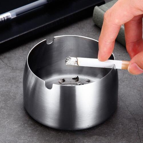 Stainless steel ashtray anti-fall home hotel restaurant smoke dish office smoking storage equipment
