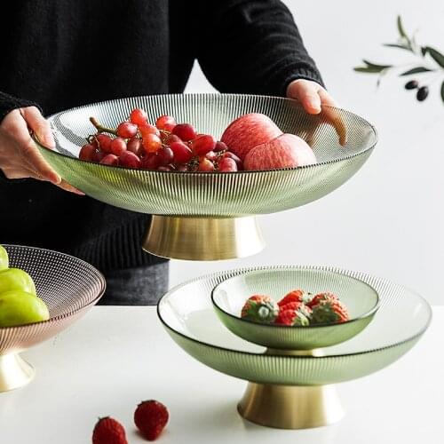 European Style Glass Tall Fruit Tray Luxury Vertical Glass Fruit Snack Storage Tray Desktop Small Objects Storage Home Ornaments