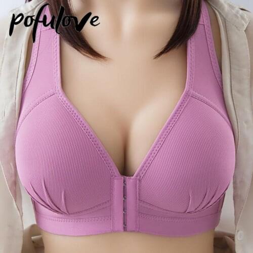 Plus Size Bra 36-46 Sexy Push Up Bras Front Closure Solid Color Brassiere Wireless Bralette Breast Seamless Underwear for Women