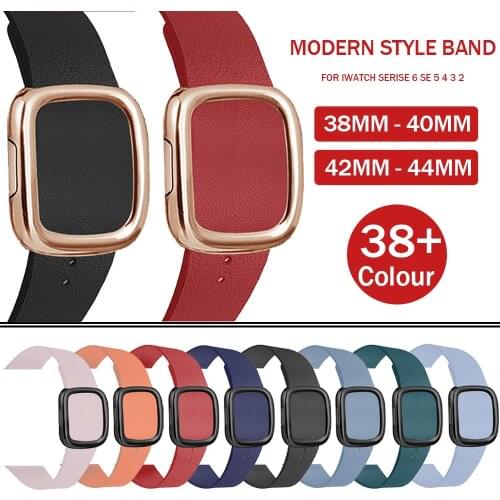Genuine Leather Loop Strap for Apple Watch 3 2 42/38mm Leather Modern Buckle Band for IWatch Series 6 5 4 40 44mm Bracelet Belt