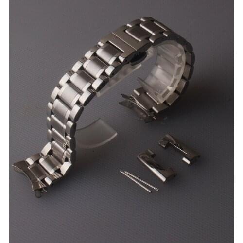Solid Stainless Steel Curved end Watch Band 12mm 14 15 16 17 18 19 20 21 22 23 24mm Strap Replacement Metal Watchbands Bracelet