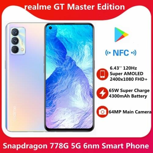 Realme GT Master Edition 5G 6.43'' 120Hz Super AMOLED Screen Snapdragon 778G Octa Core 65W Fast Charge 4300mAh 64MP Camera OTA