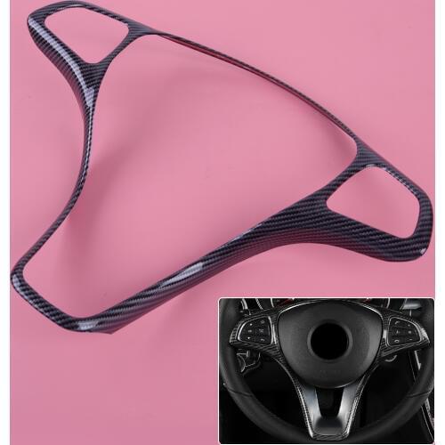 DWCX Carbon Fiber Texture ABS Pattern Steering Wheel Cover Trim Decor Fit For Benz C-Class W205 GLC-Class X253 2016 2017