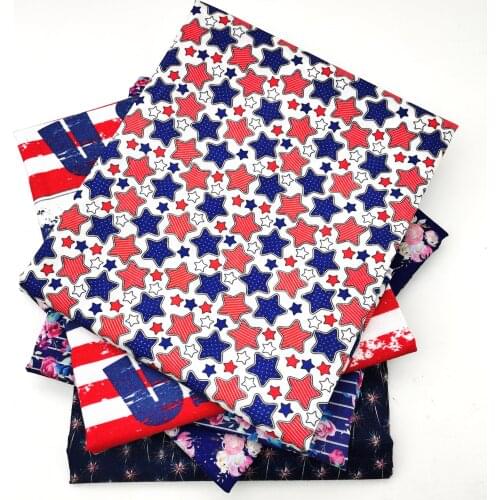 50*145cm Polyester Cotton Fabric Fourth of July Star Tissue Sewing Quilting Fabrics Needlework Material DIY Handmade,c14876