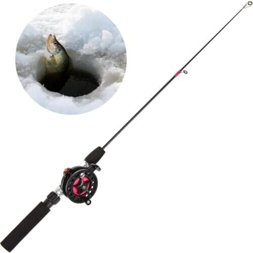 Ice Fishing Rod (Reel) Winter Super Short FRP Fiber Lightweight Retractable Telescopic Pole (Wheel) For Freshwater Saltwaterm