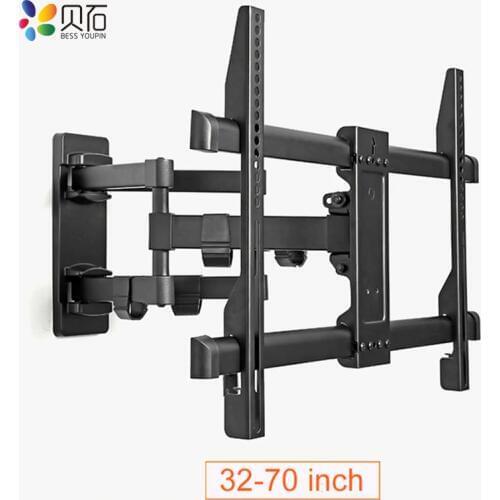 Full Motion Retractable LCD Bracket TV Wall Mount Tilting Swivel Wall Stand Adjustable Mount Arm Fit for 32-70" Max Support 50kg
