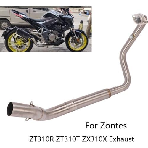 For Zontes ZT310R ZT310T ZT310X Motorcycle Exhaust Pipe Header Mid Link Pipe Slip On 51mm Mufflers Stainless Steel Exhaust Tips