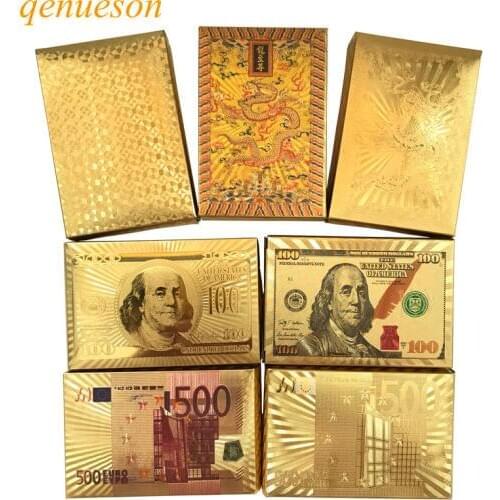 High Quality Gold Foil Plated Baccarat Texas Hold'em Plastic Playing Cards Waterproof Poker Cards Board Games 10 Colors qenueson