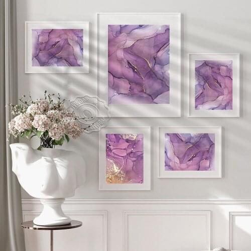 Highly Textured Art Prints, Abstract Grey Golden Blue Purple Paint Printable Posters, Slate Grey Marble Art Rendering Wall Decor