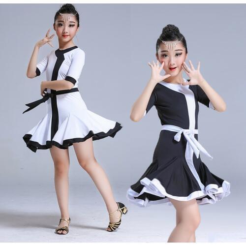 Childrens Latin dance skirt new style summer girls grading performance performance clothing girls competition practice clothing