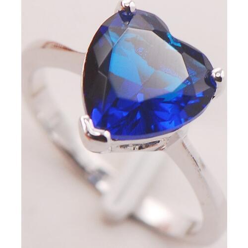 Blue Crystal Zircon Women 925 Sterling Silver Ring F760 Size 5 6 7 8 9