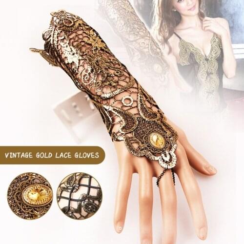 1pcs Gothic Queens Lace Hollow Out Hand Sleeves Medieval Party Masquerade Cosplay Gloves Victorian Armband Bracer