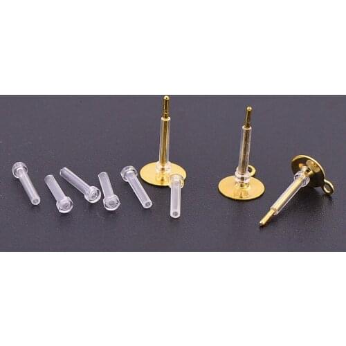 100 PCS Allergy Free Earpins Casing Resin Earrings Accessories Transparent Plastic Casing DIY Jewelry Components