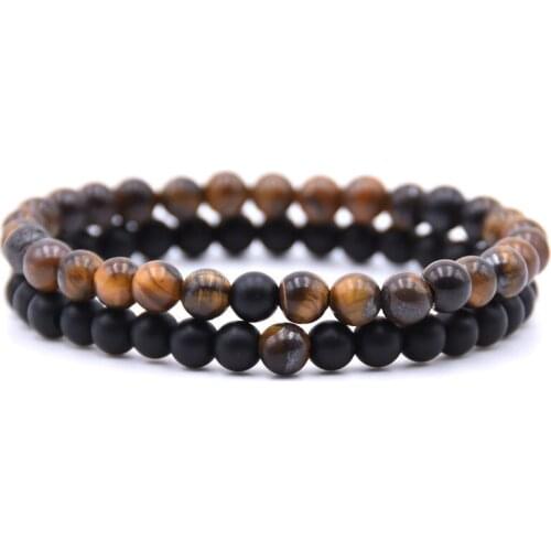 2Pcs/set Charm 6mm Natural stone bead Bracelets Bangle 9 color Bracelet for Men&Women fashion DIY Trendy Jewelry Creative 2021