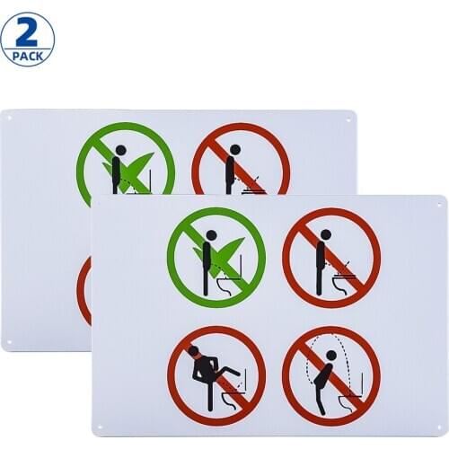 2 Pack Toilet Rules Funny Sign Bar Cafe Garage Wall Decor