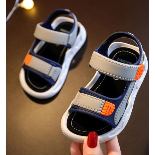 2021 Childrens Summer Boys Leather Sandals Baby Shoes Kids Flat Child Beach Shoes Sports Soft Non-slip Casual Toddler Sandals