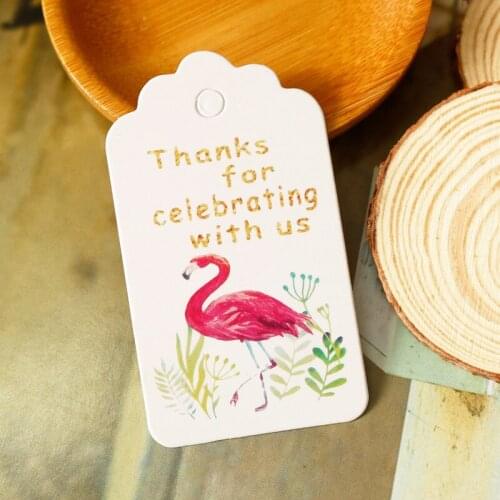 300pcs Flamingo& Unicorn Paper Tags Thank You DIY Birthday Baby Shower Gift Hang Tags Thank You Handmade Craft Garment Price Tag
