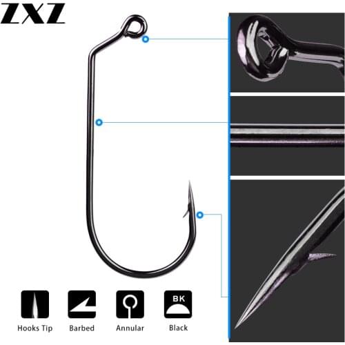 50pcs New Big Sharp Barbed Crank Hook For Fishing High Carbon Steel 1/0# 2/0# 3/0# 5/0# Rig Jig Carp Fishing Soft Bait Worm Hook