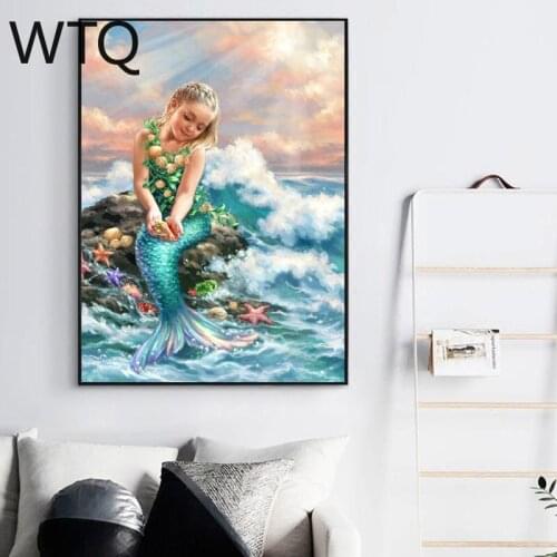 5D DIY Diamond Painting Sea Mermaid Cross Stitch Kits Diamond Embroidery Full Square Drill Mosaic Home Decor Wall Art Painting