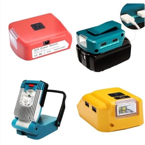 For DEWALT Milwaukee Bosch Makita battery converter adapter with emergency light suitable for various types of batteries