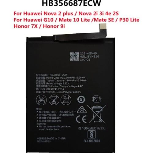 Battery HB356687ECW For Huawei Nova 2i 2S 2Plus 3i 4e Huawei P30 Lite Mate SE G10 Mate 10 Lite Honor 7X Honor 9i