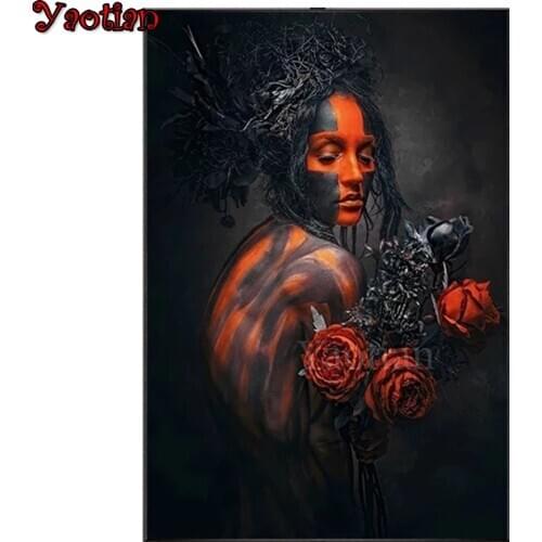 5D DIY Diamond Painting Sexy Woman Rose Flower Diamond Mosaic Picture Of Rhinestone Embroidery Full Square New Arrival