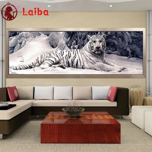 Diamond embroidery White tiger 5D DIY full diamond painting square round drill 3d rhinestone pictures mosaic wall decoration