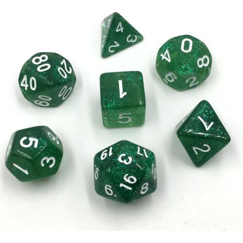 Rollooo Glitter Rpg dice D4 D6 D8 D10 D% D12 and D20 7Pcs/Set