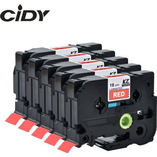CIDY 5PCS compatible TZe-445 TZE445 TZE 445 Black on Red laminated label ribbon cassette for brother printer tz445 tz 445 tz-445