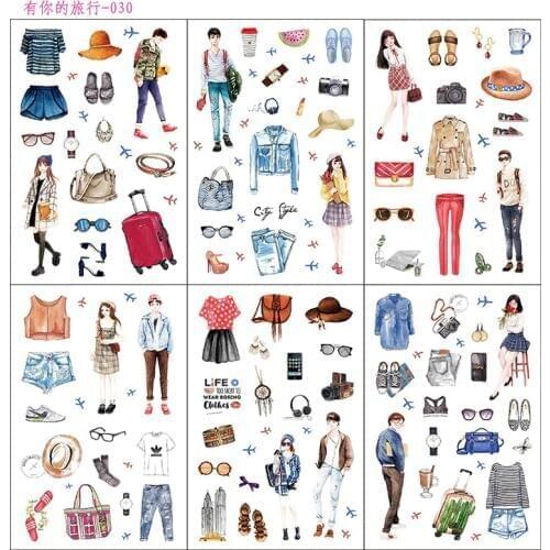 6 pcs/pack Traveling With You Decorative Stationery Stickers Scrapbooking DIY Diary Album Stick Lable