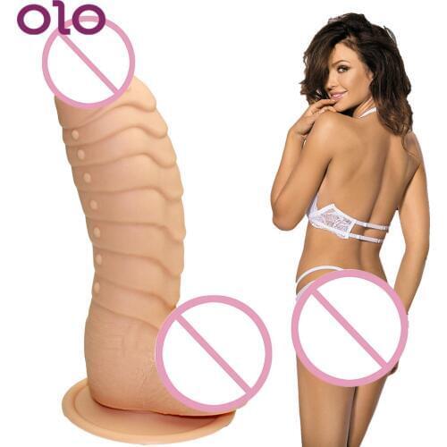 OLO Strapon Big Dick Orgasm Massage Dinosaur Scales Dildo With Suction Cup G-spot Stimulate Real Huge Cock Silicone Sex Toys