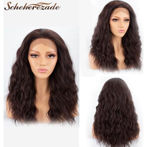 Long Wave Synthetic Wigs For Brown Lace Front Wig Women Cosplay Wigs Heat Resistant Fiber Synthetic Lace Front Wigs Scheherezade