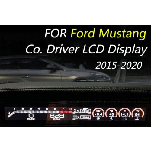 For Ford Mustang Shelby 2015-2020 Co.driver display racing instrument meter dashboard Copilot LCD Passenger Speed Meter