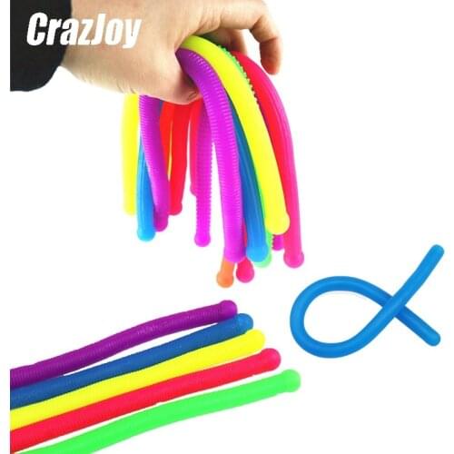 19cm Soft Rubber Antistress Sausage Noodle Elastic Rope Fidget Toys Stretch String Decompression Autism Relief Stress For Adult