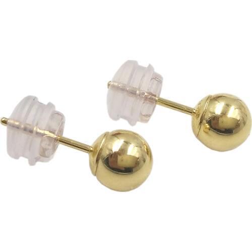 Classic Minimalist Ball 18K Gold bead Stud earring for womens man girls Diameter 3 4 5mm optional real Au 750 stud earring