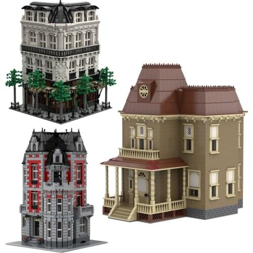 Paris Boulangerie Studio Bakery Shop Architecture Model Building Blocks Psycho House Retro Villas Bricks Children Toys MOC-40476