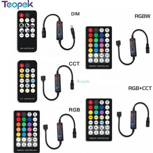 LED Strip Controller with RF Wireless Remote DC5V 12V 24V 6A for Single Color Dual White RGB RGBW RGB+CCT Strip Light controller