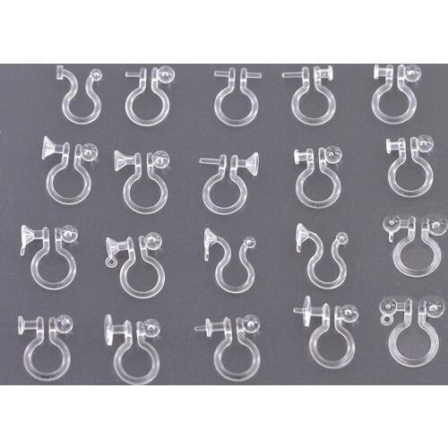 SEA MEW 100PCS Transparent Ear Clip For Jewelry Making ,Ear Plug Plastic Earrings Base Setting DIY Jewelry Accessories