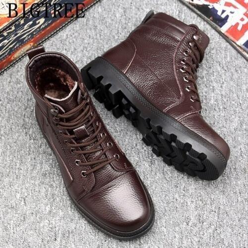 Men Boots Genuine Leather Snow Boots Winter Shoes Men Ankle Boots Men Designer Shoes Men High Quality Zapatillas Hombre Casual
