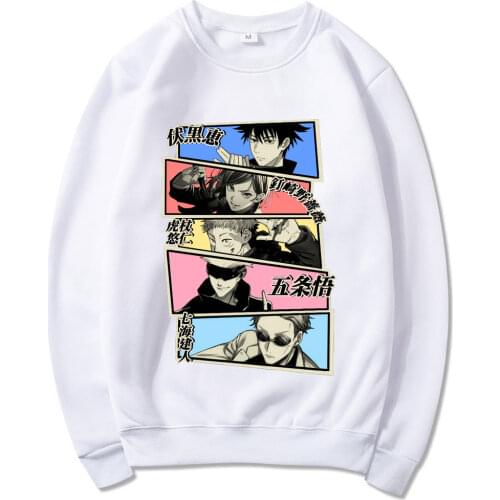 Anime Jujutsu Kaisen Kugisaki Gojo Satoru Yuji Itadori Nanami Men Hip Hop Harajuku Printing Streetwear Long Sleeve Sweatshirts