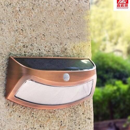 Newunoor 4 LED Solar Light Outdoor Solar Lamp PIR Motion Sensor Solar Powered Sunlight Street Light for Garden Decoration