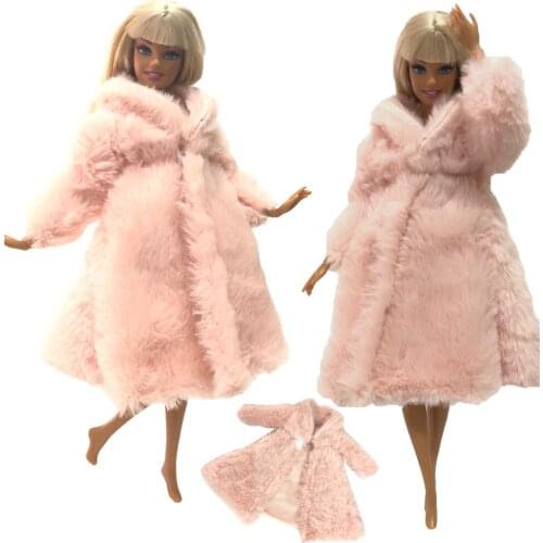 NK One Pcs Doll Aristocratic Dress Noble Pink Wool Coat Handmade Top Fashion For Barbie Doll Accessories Toy Gift 1003F