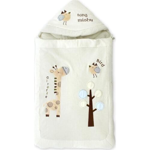 Autumn Envelope for Newborn Baby Sleeping Bags Winter Warm Infant Stroller Sleep Sack Cable Knitted Toddler Outdoor Swaddle Wrap