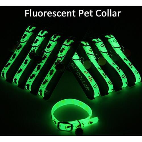 Pet Cat Collars With Bells Puppy Collars Charm Adjustable Glow Necklace Collar For small Dogs Cats Chihuahua Pet Supplies 4PCS