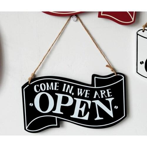 Hanging Plaque Decorative Double Sided Wood Word Pattern Door Sign Pendant for Home